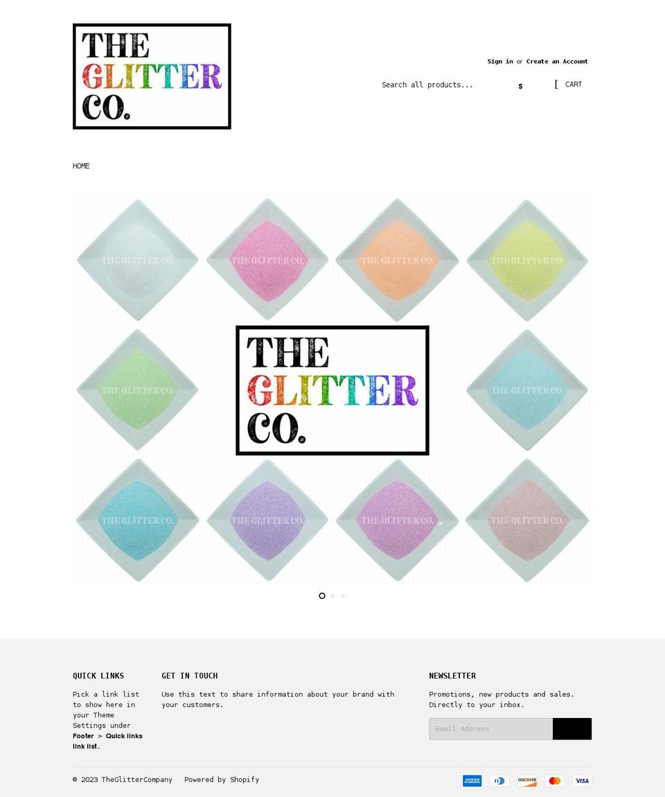 theglitterco.com shopify website screenshot