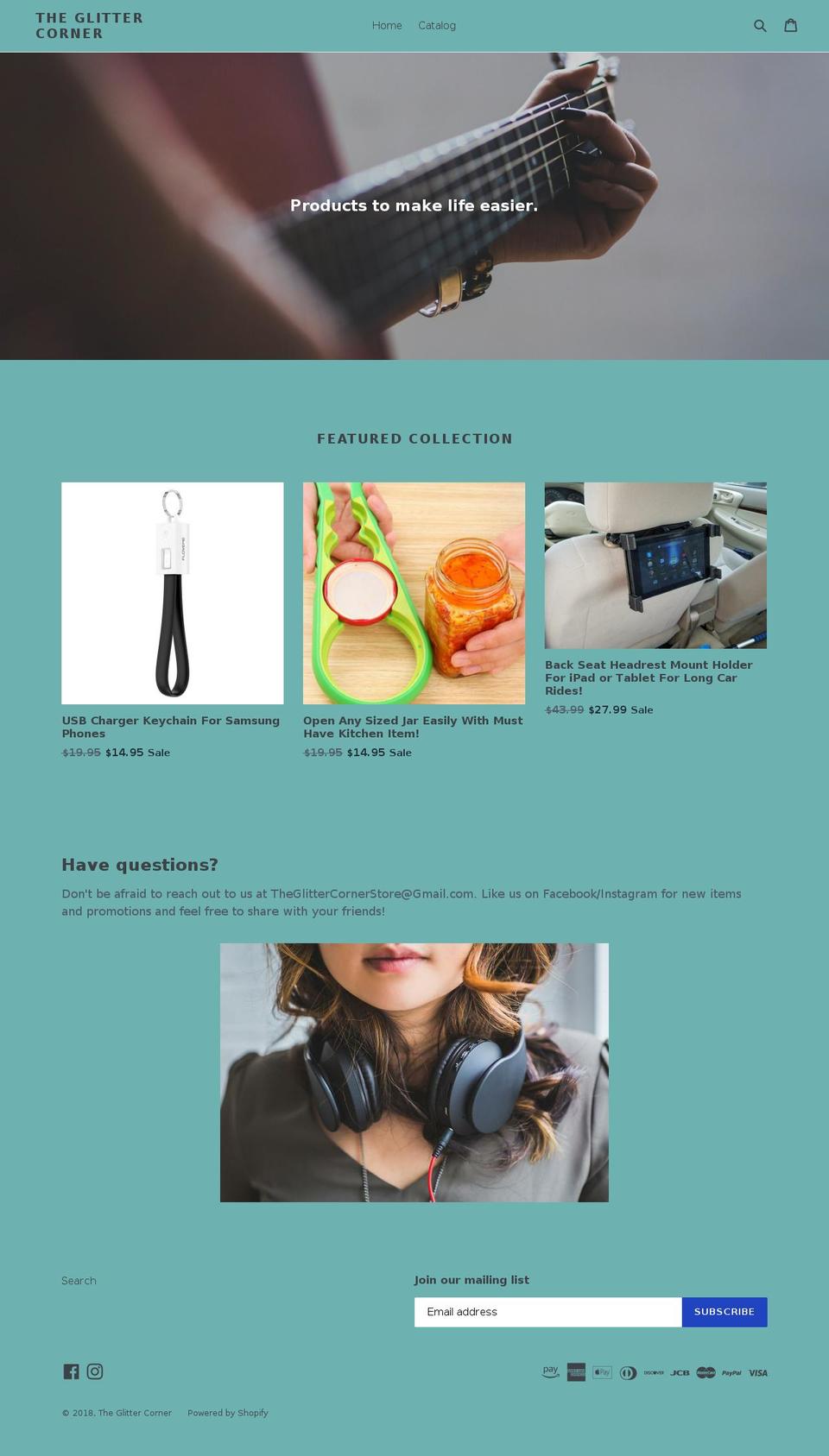 theglittercorner.com — Shopify storefront screenshot