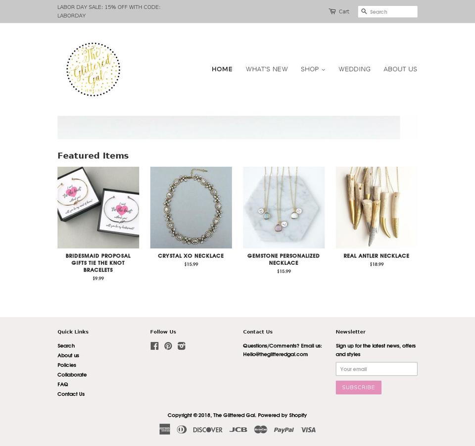 theglitteredgaljewelry.com shopify website screenshot