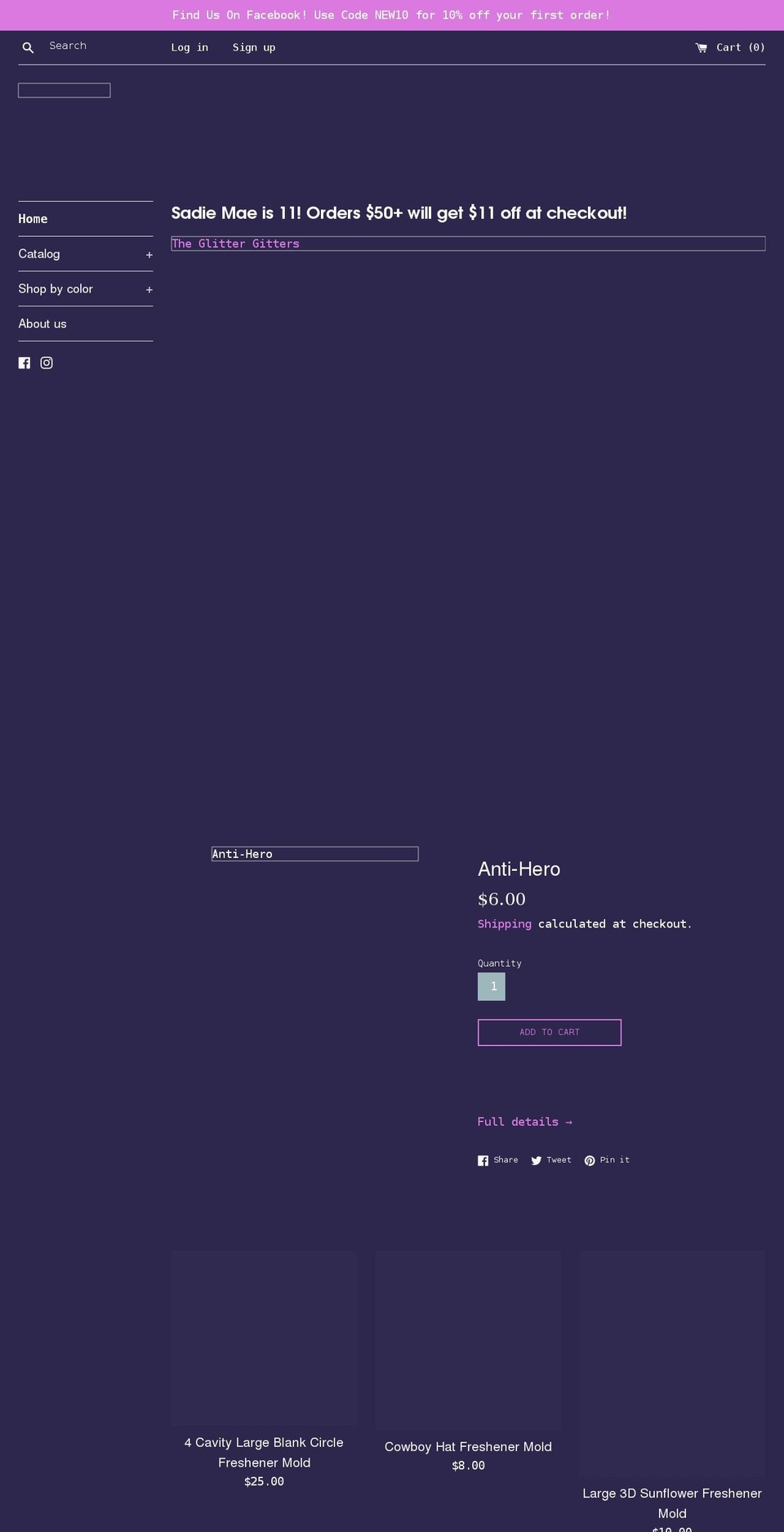 theglittergitters.com shopify website screenshot