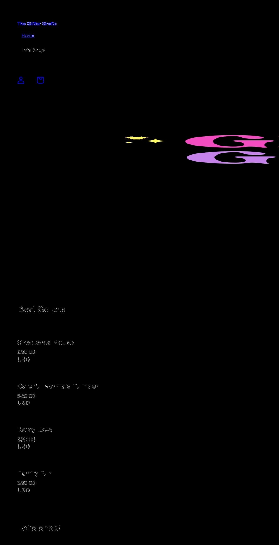 theglittergrotto.com shopify website screenshot