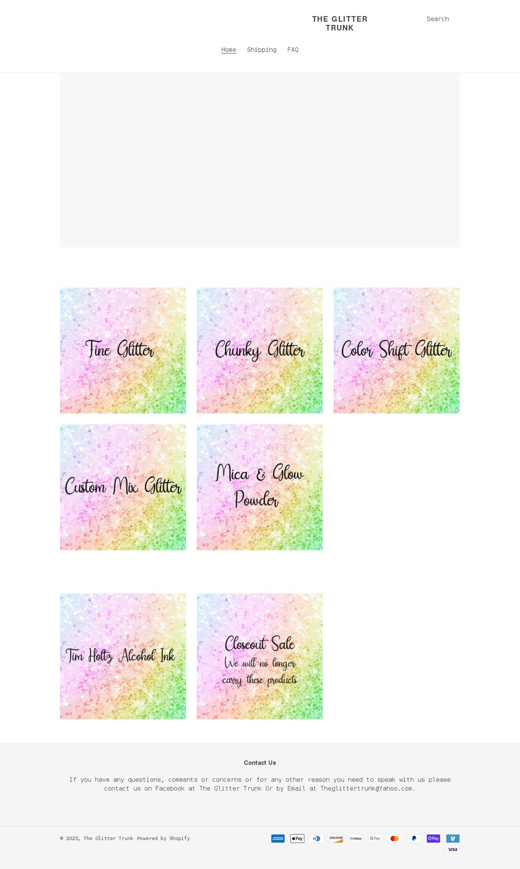 theglittertrunk.com shopify website screenshot