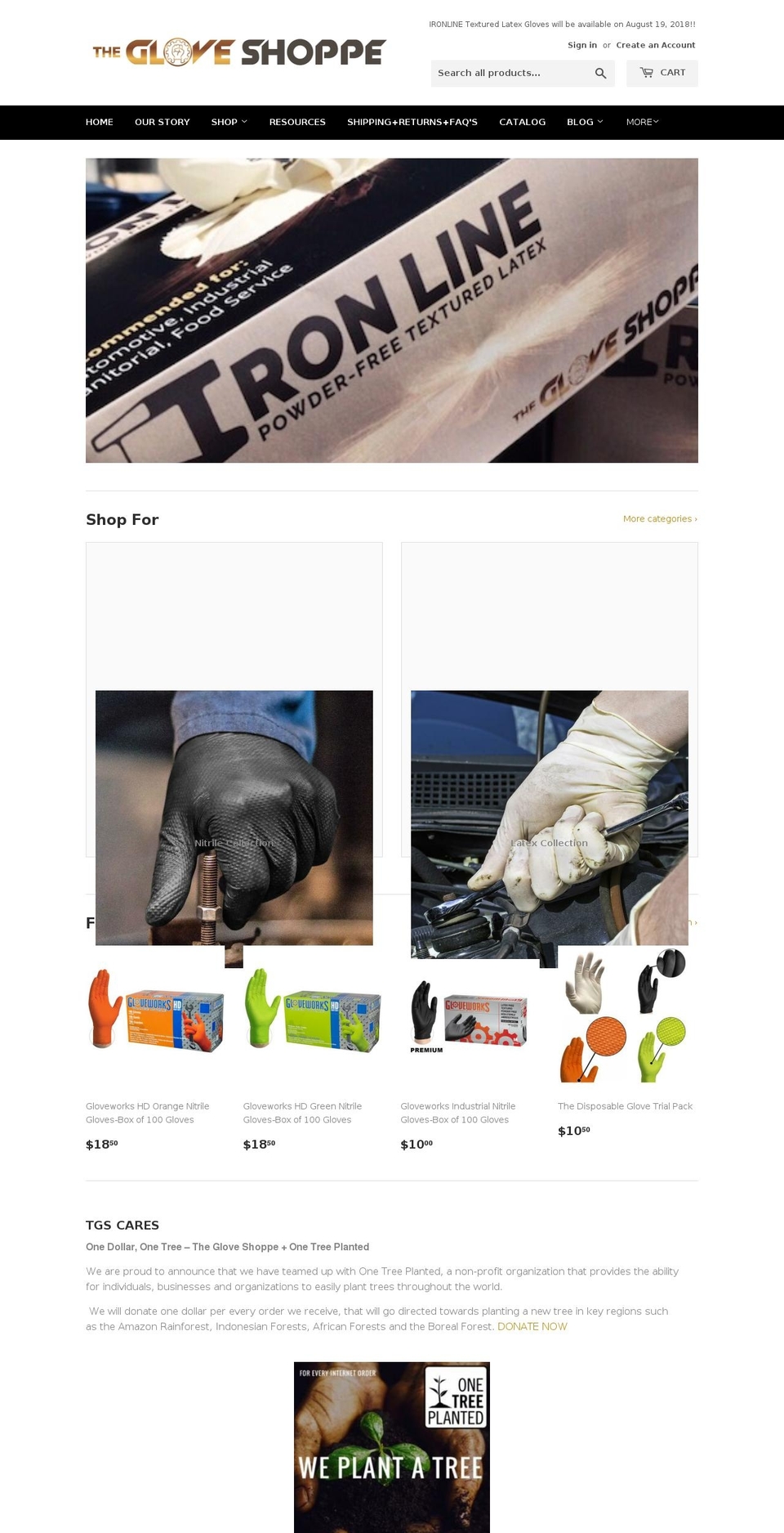 thegloveshoppe.com shopify website screenshot