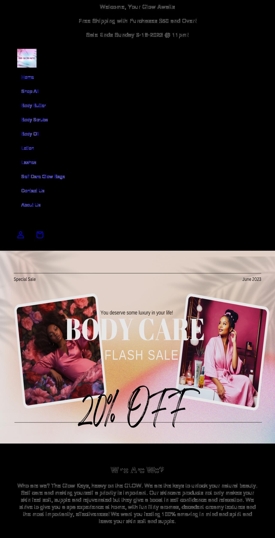 theglowkeys.com shopify website screenshot