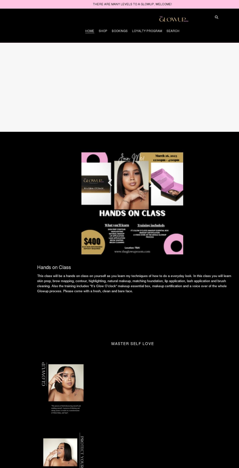 theglowuproom.com shopify website screenshot