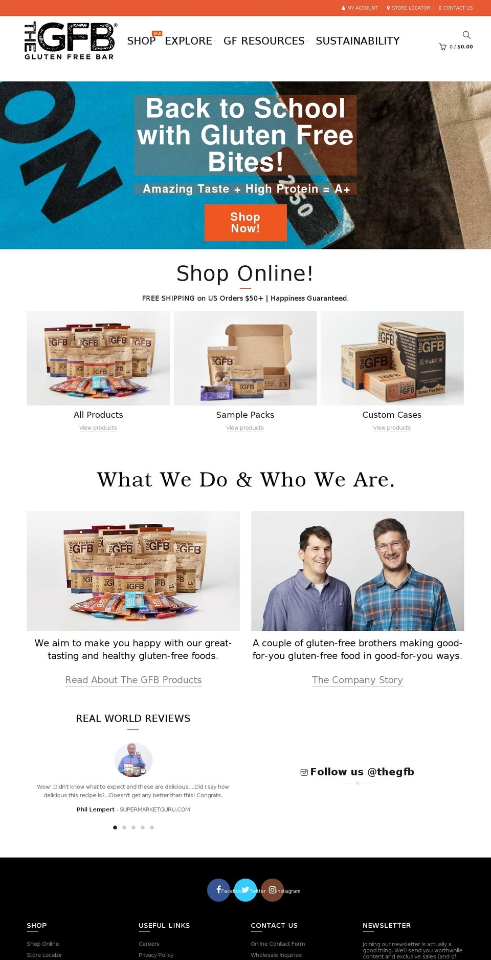 theglutenfreebar.com shopify website screenshot