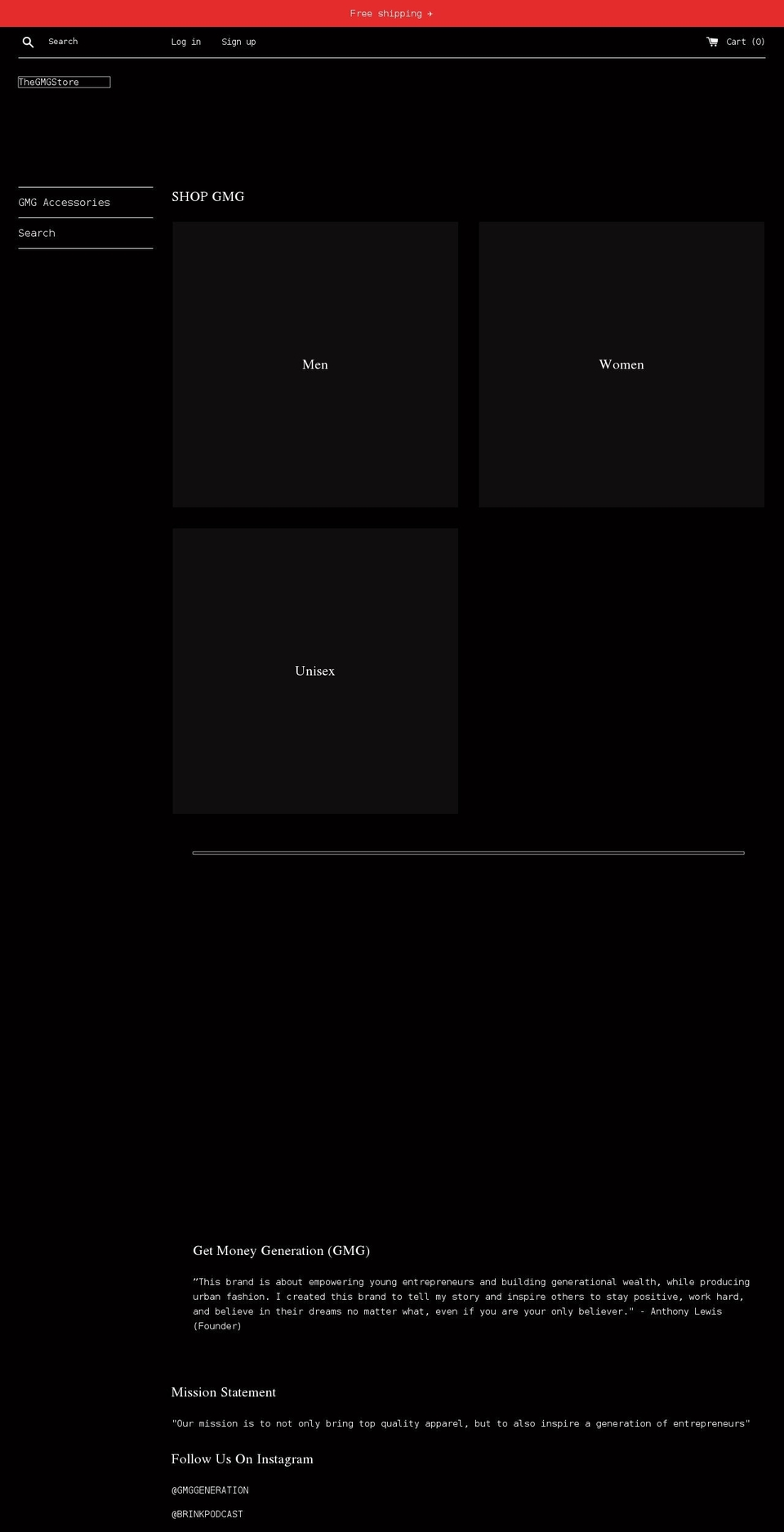 thegmgstore.com shopify website screenshot