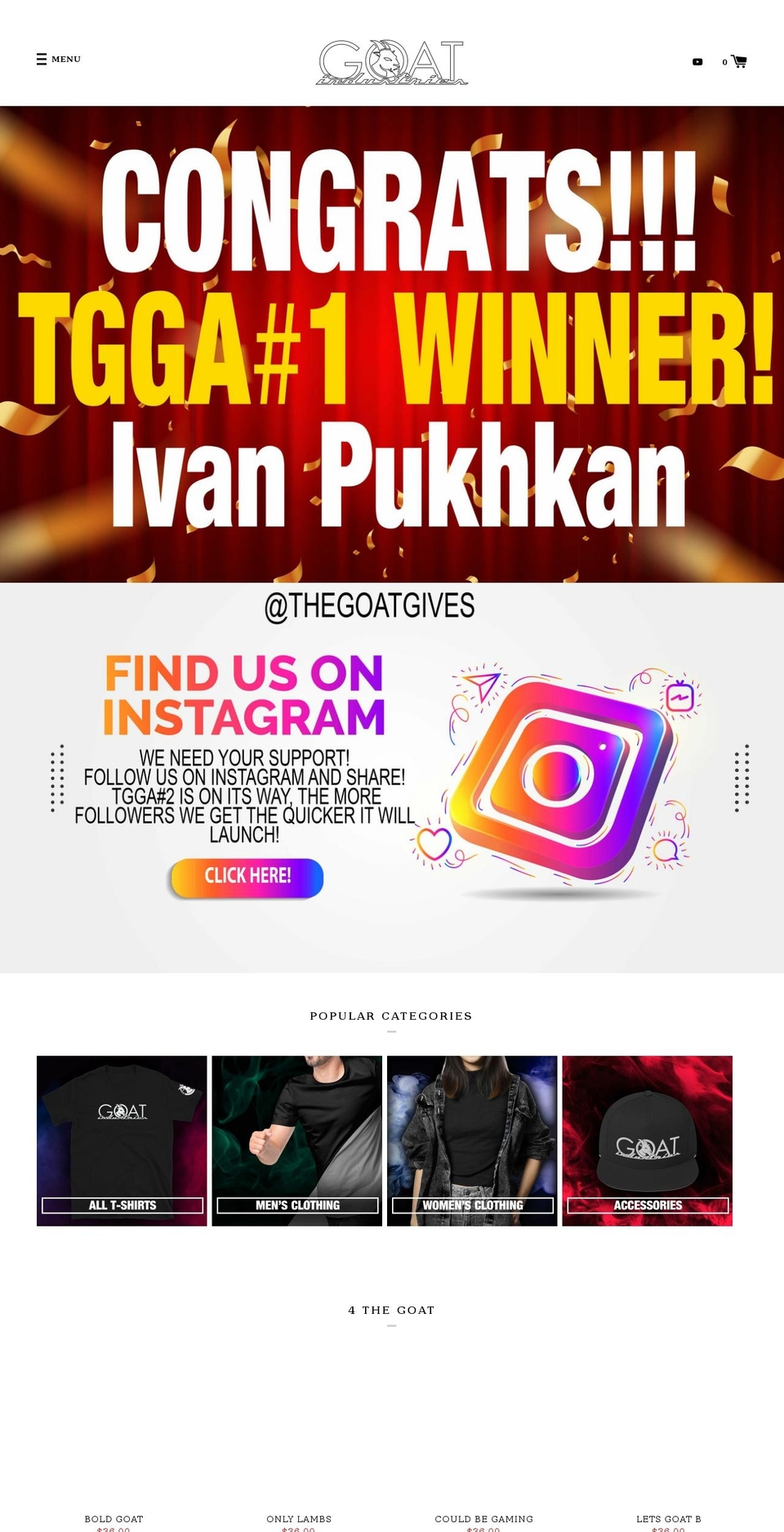 thegoatgiveaway.com shopify website screenshot