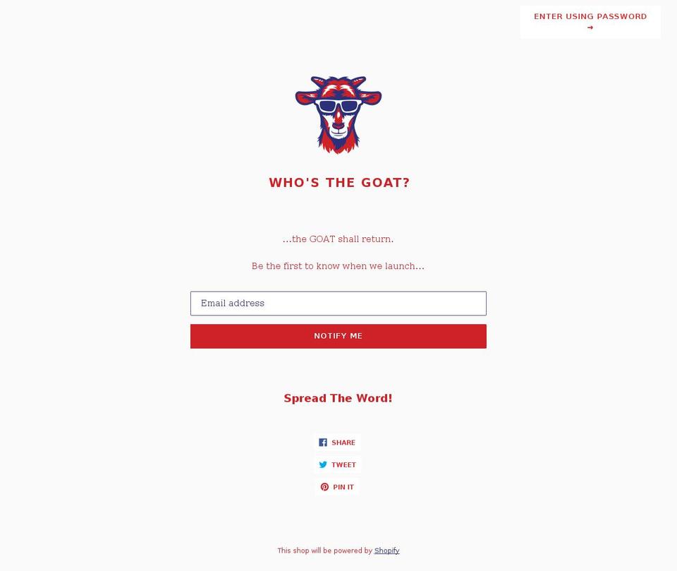 thegoatnumber.com shopify website screenshot