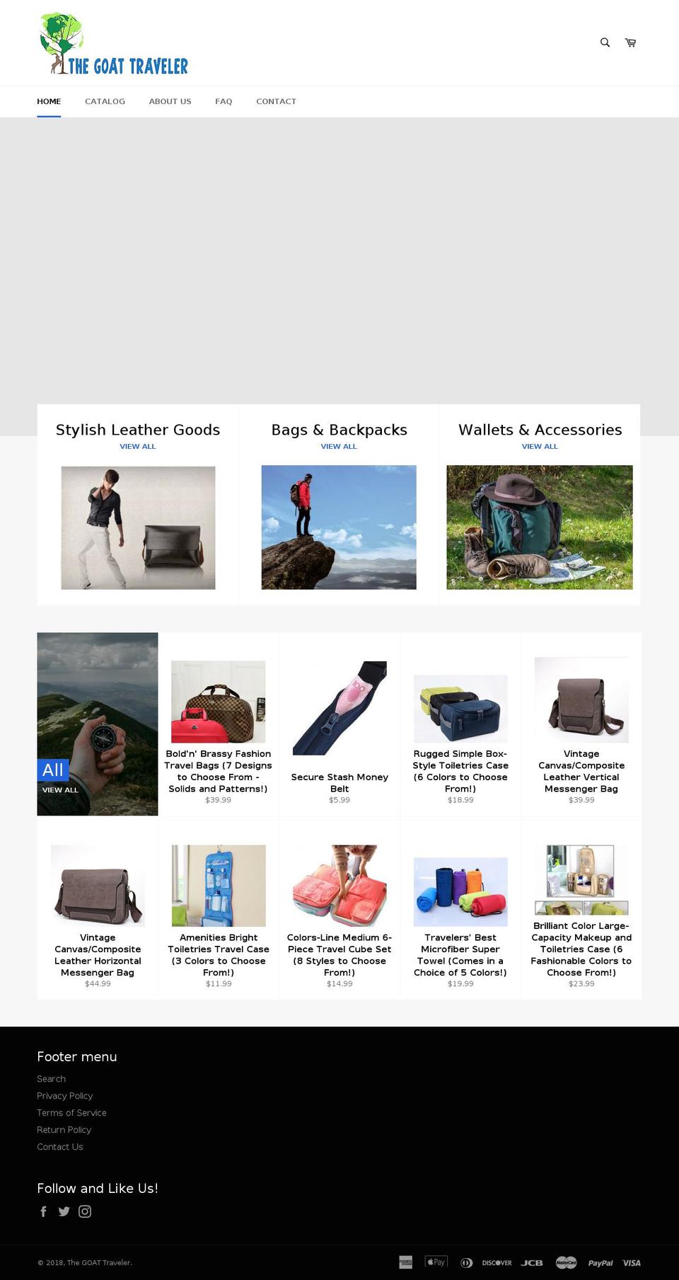 thegoattraveler.com — Shopify storefront screenshot