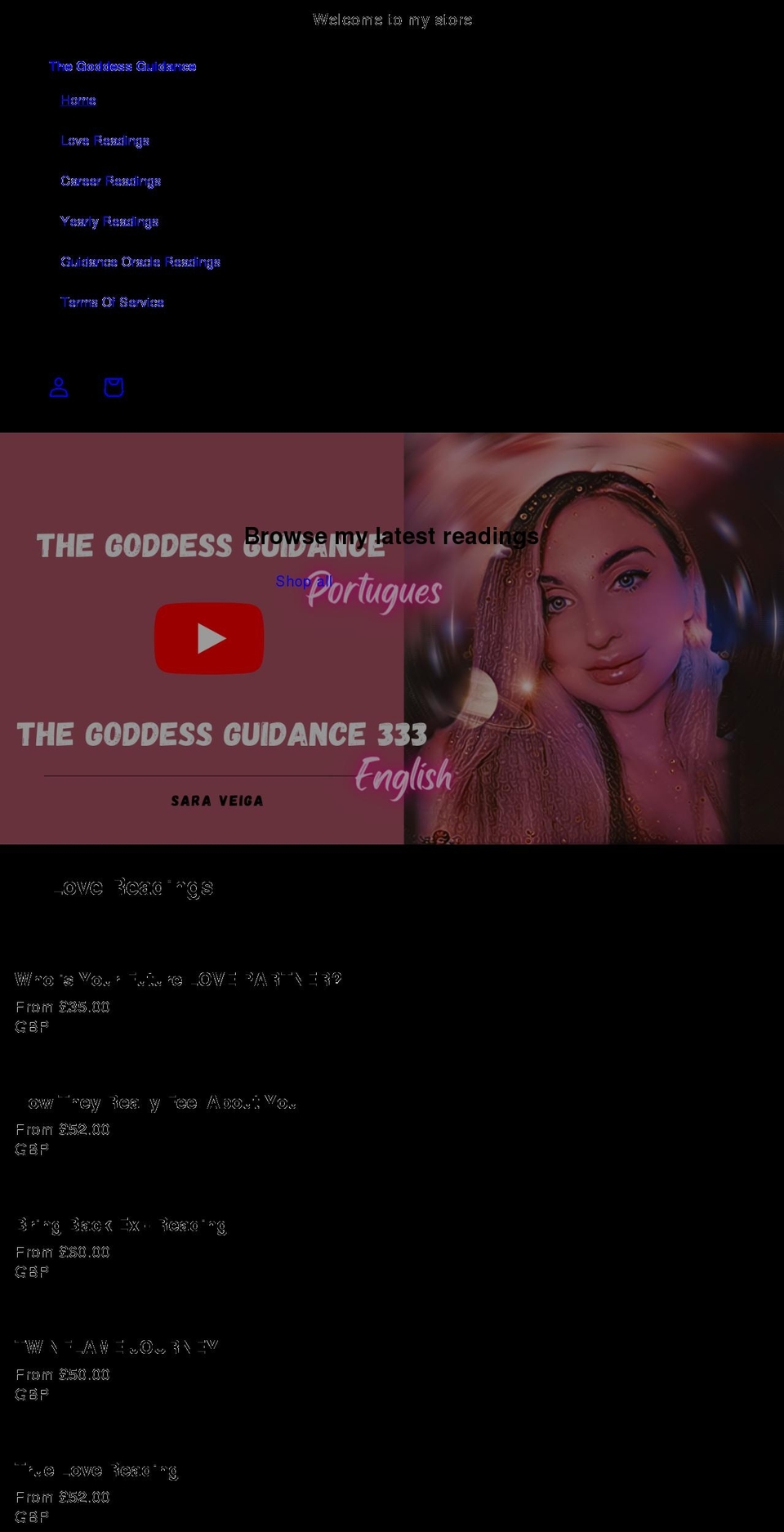 thegoddessguidance.co.uk shopify website screenshot