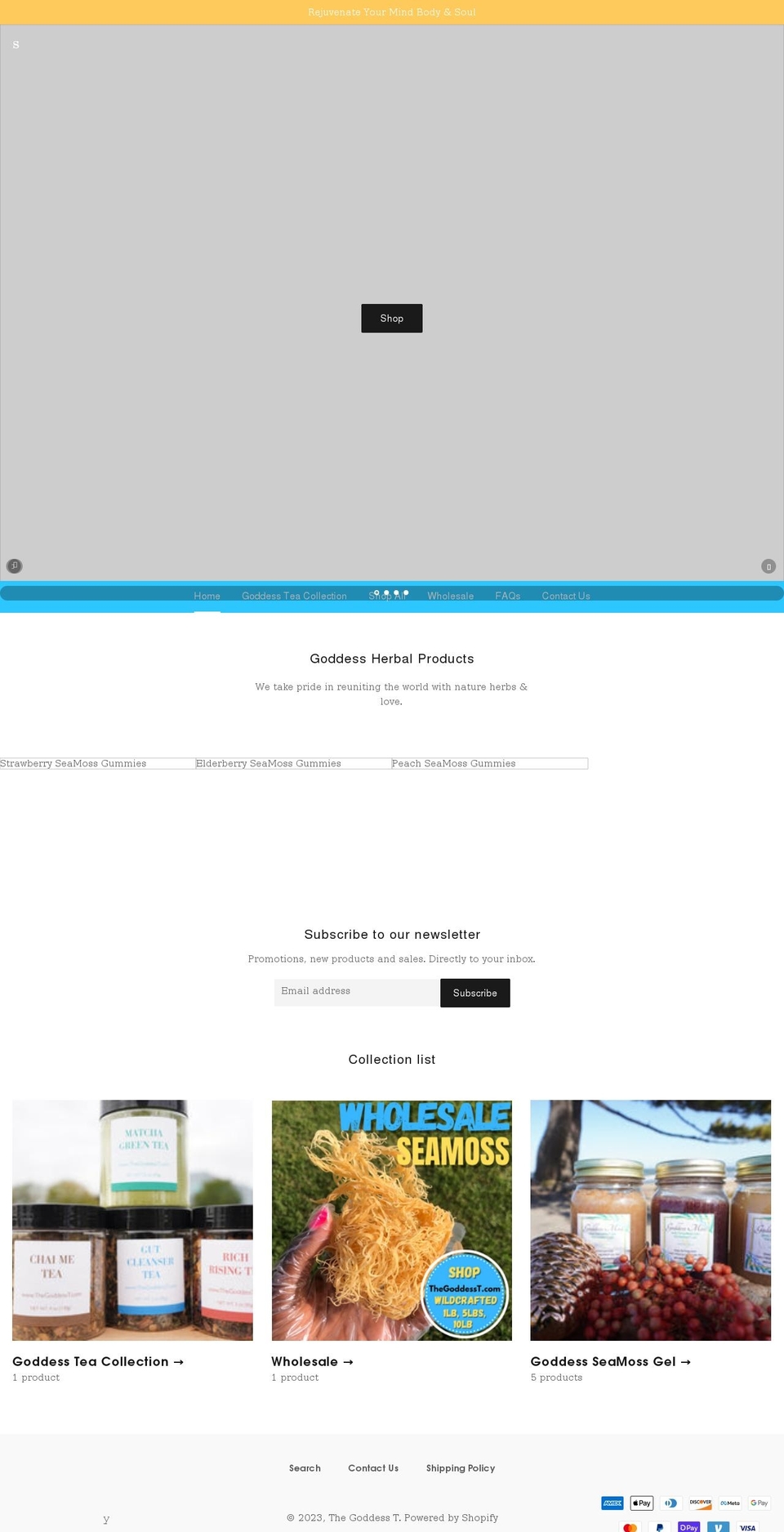 thegoddesst.com shopify website screenshot