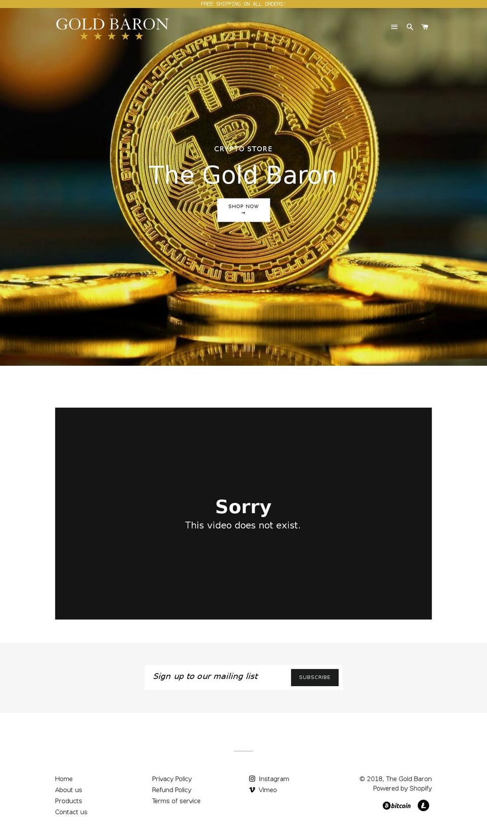 thegoldbaron.com — Shopify storefront screenshot