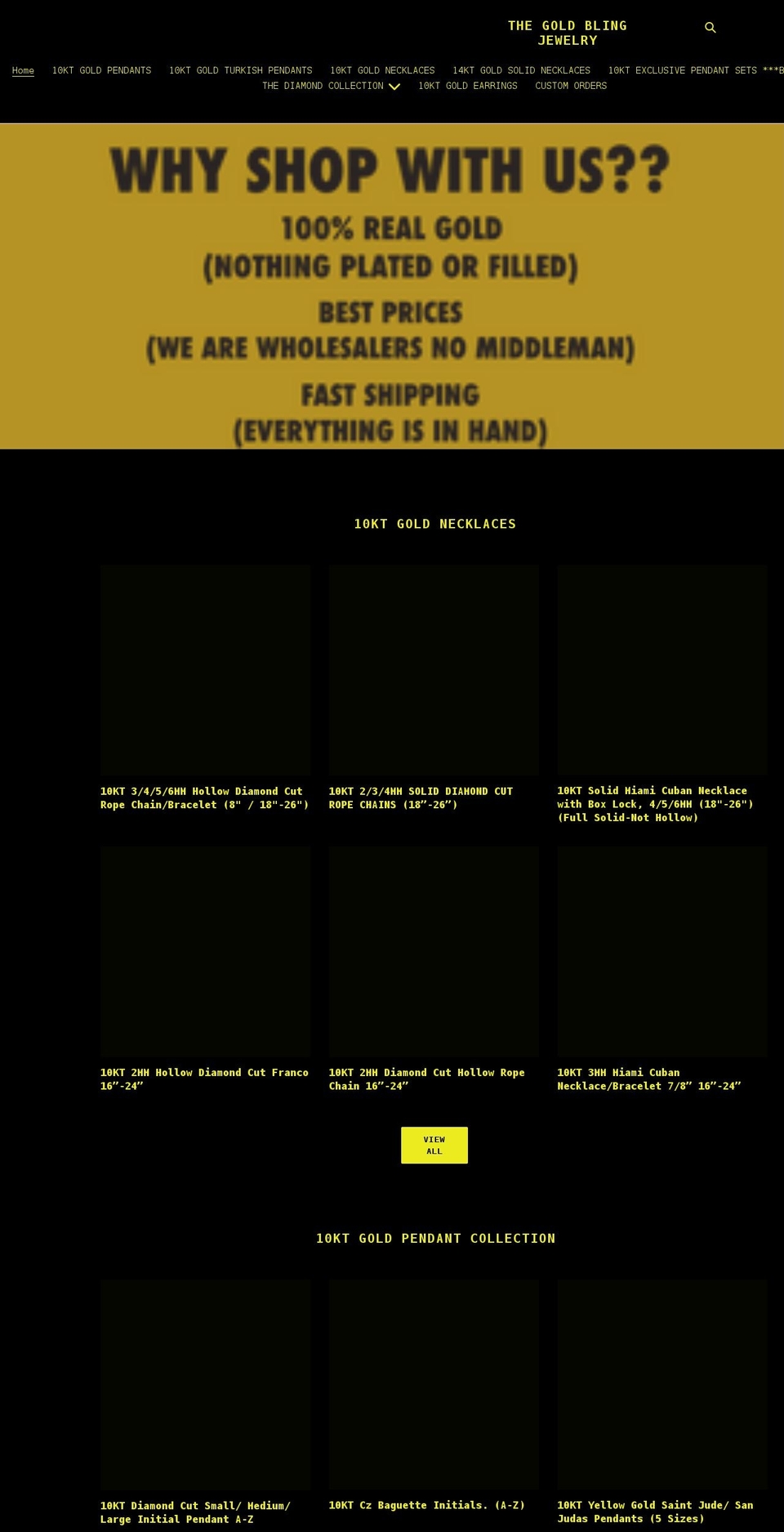 thegoldblingjewelry.com shopify website screenshot