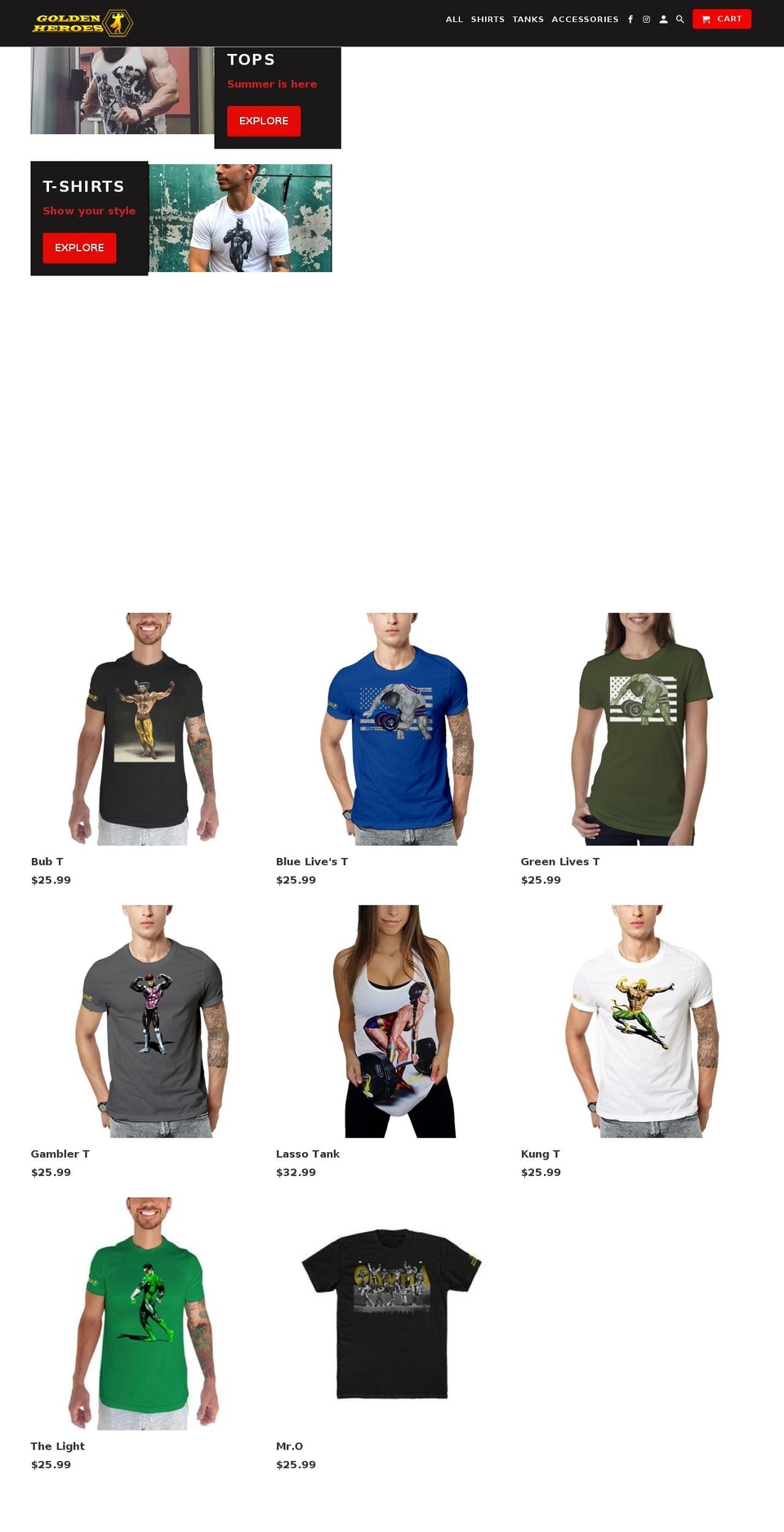 thegoldenheroes.com — Shopify storefront screenshot