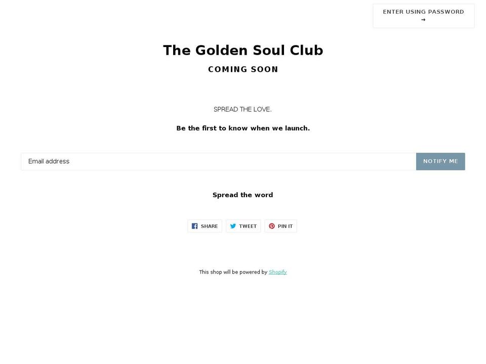 thegoldensoulclub.com shopify website screenshot