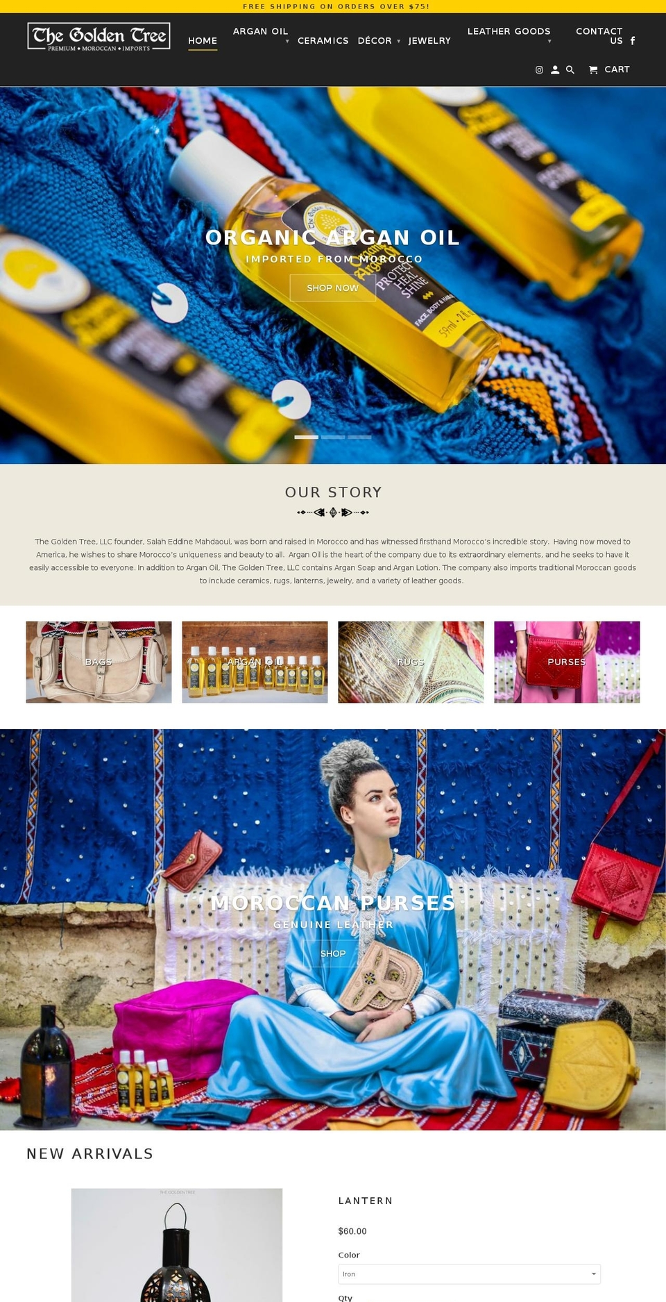thegoldentreeimports.com shopify website screenshot