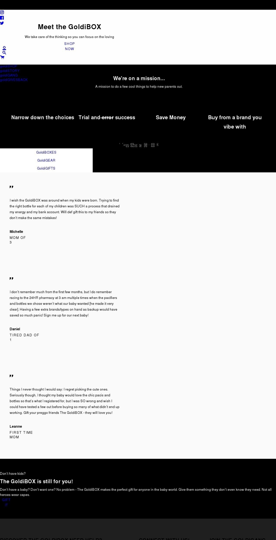 thegoldibox.com shopify website screenshot