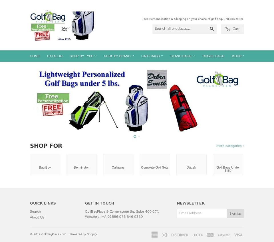 thegolfbagplace.com shopify website screenshot