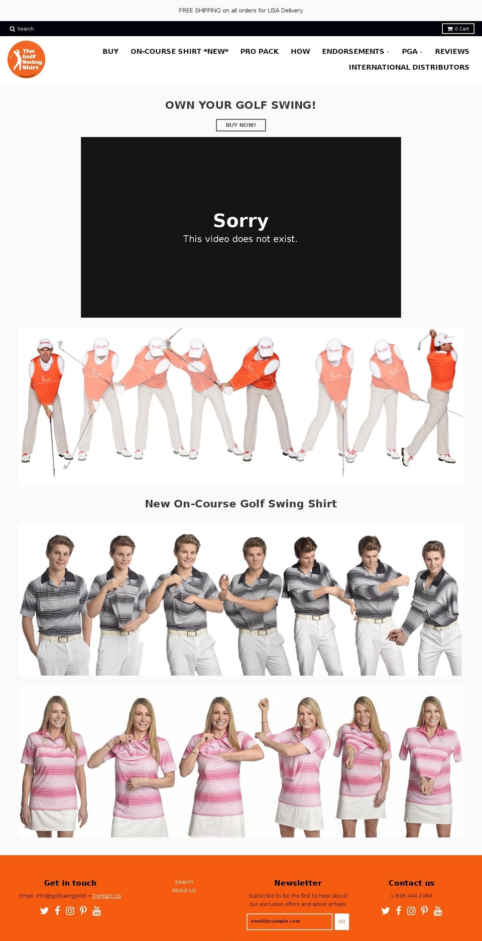thegolfswingshirt.com — Shopify storefront screenshot