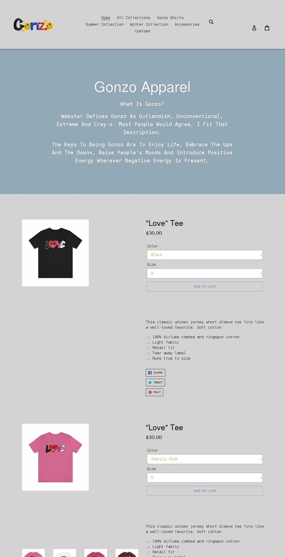 thegonzoshop.com shopify website screenshot