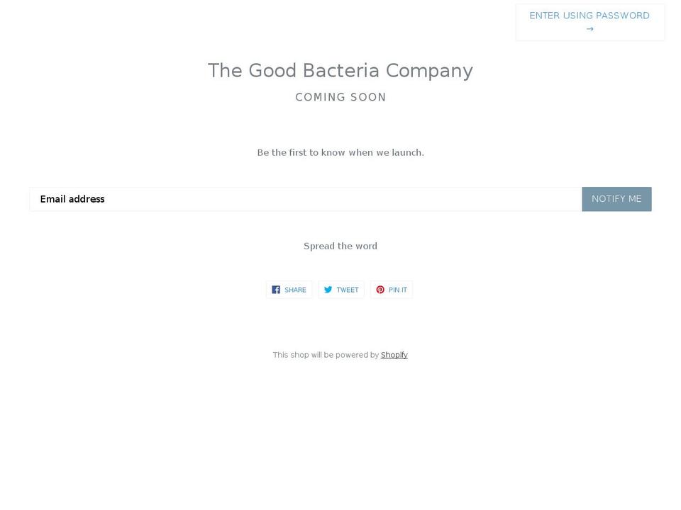 thegoodbacteriacompany.com shopify website screenshot