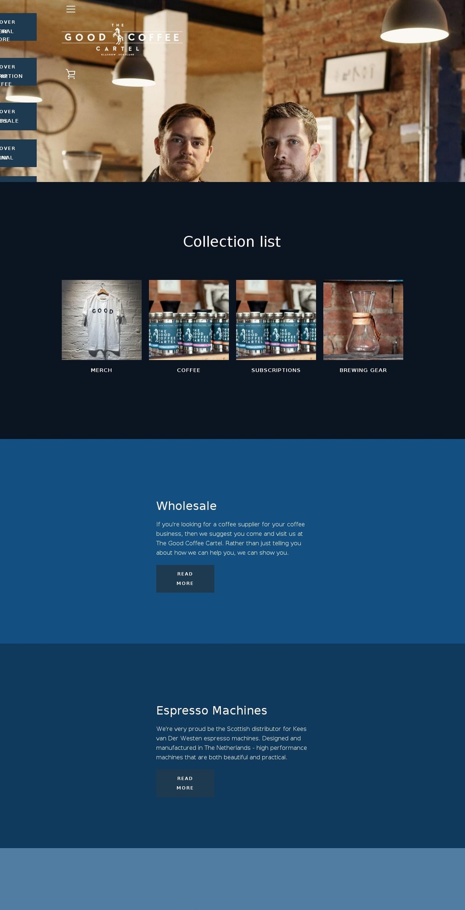thegoodcoffeecartel.com — Shopify storefront screenshot