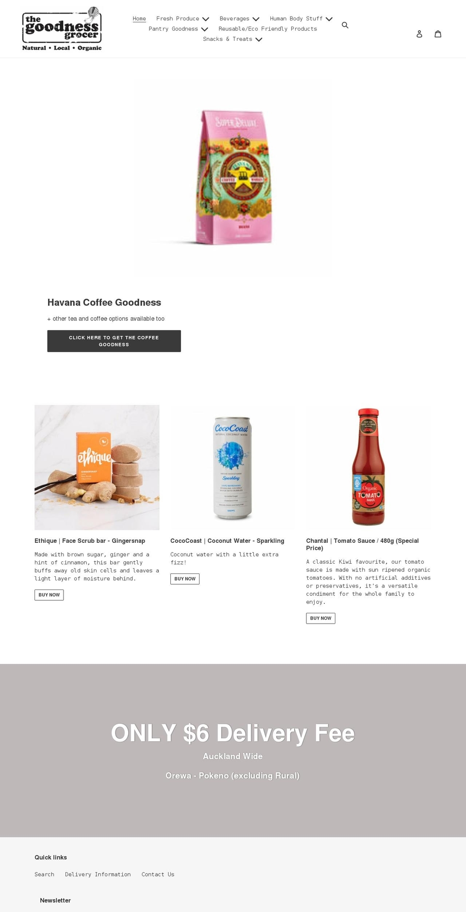 thegoodnessgrocer.co.nz shopify website screenshot