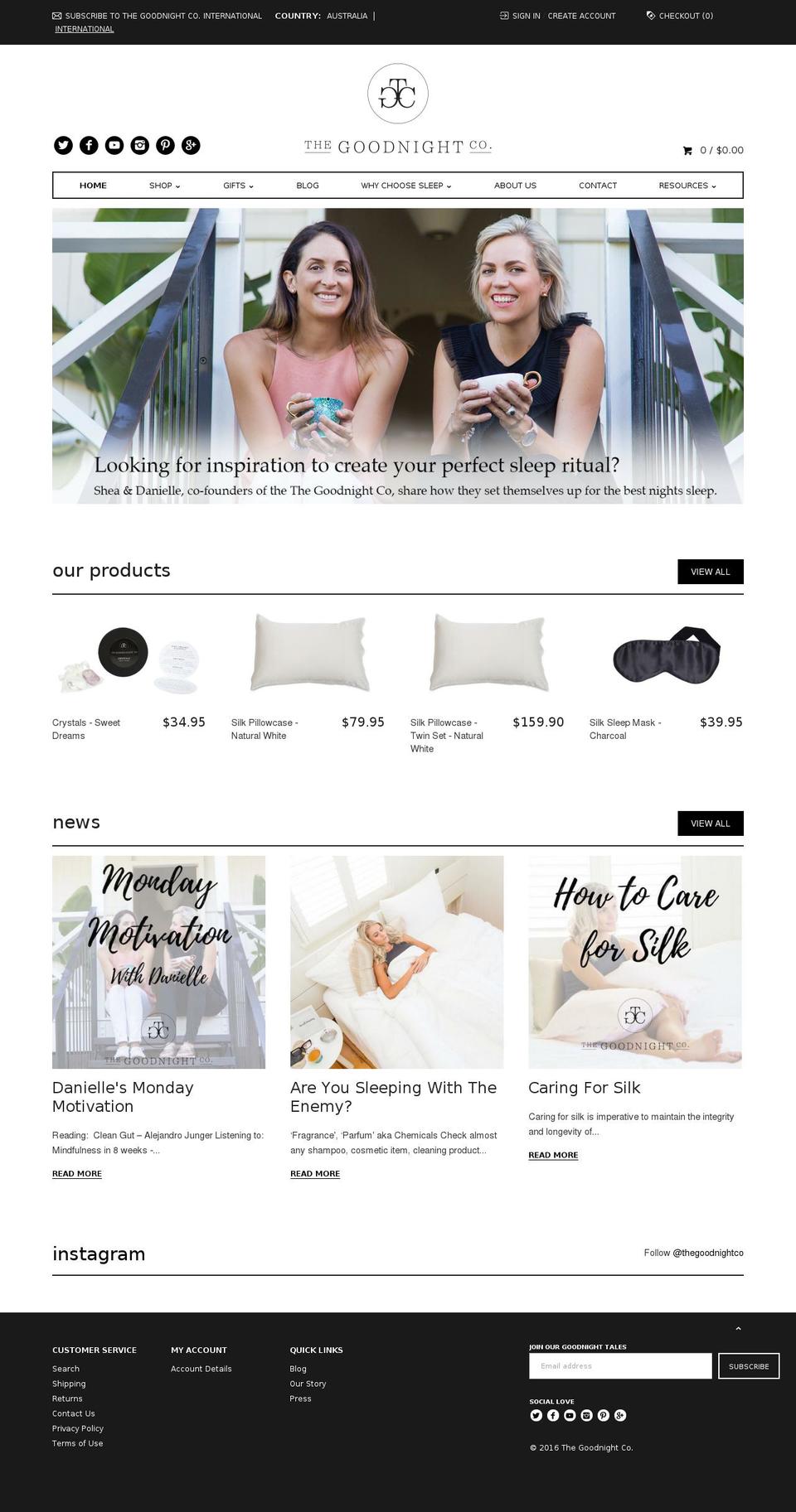 thegoodnightco.com shopify website screenshot