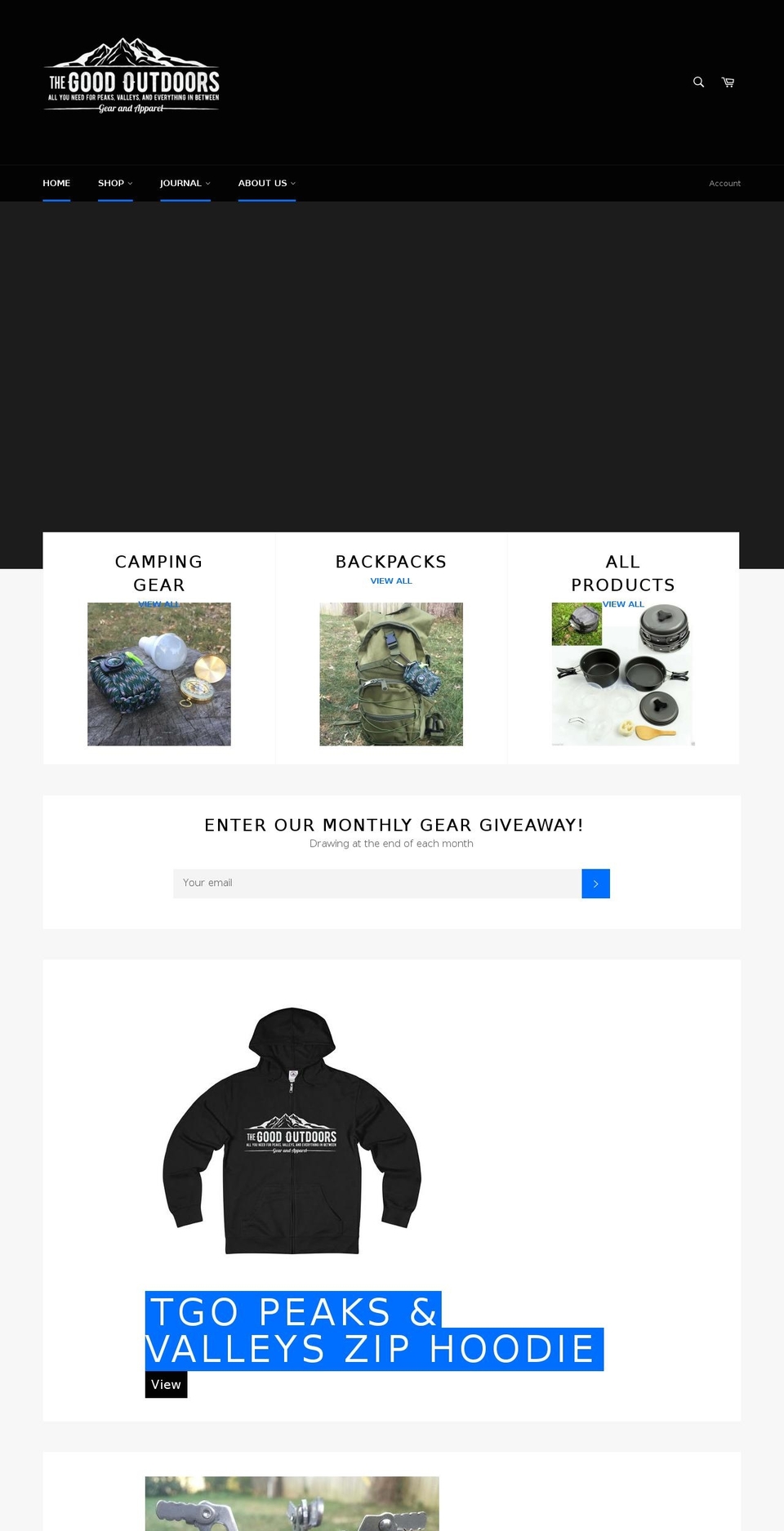 thegoodoutdoors.com shopify website screenshot