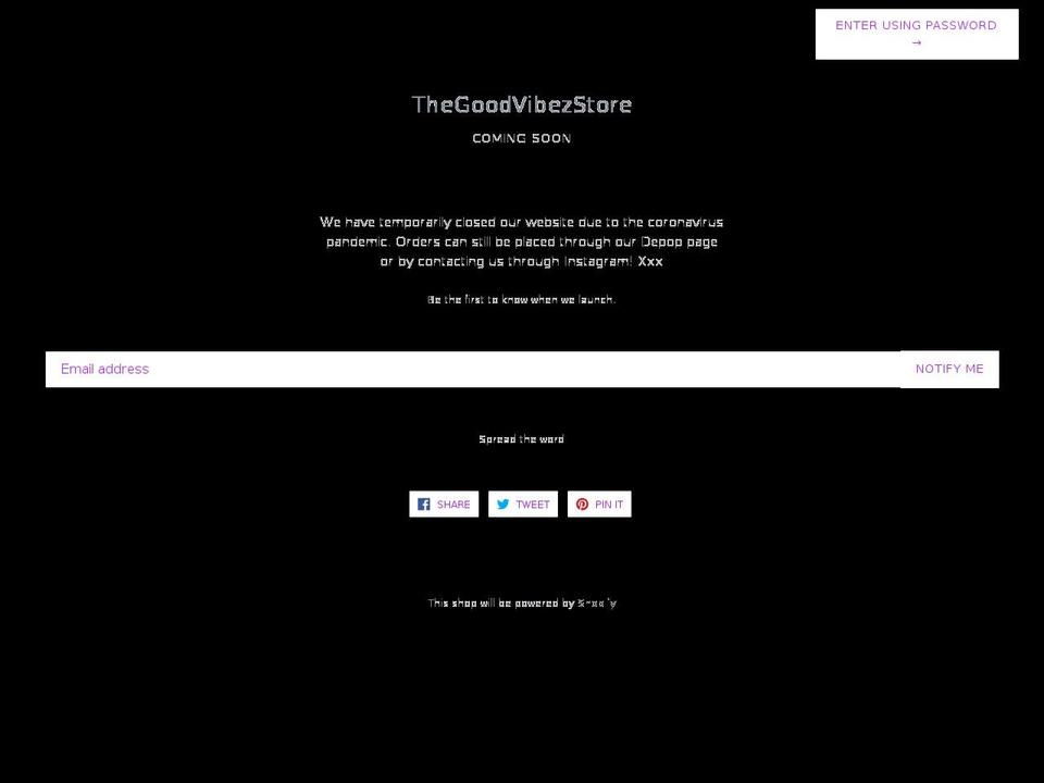 thegoodvibezstore.com — Shopify storefront screenshot