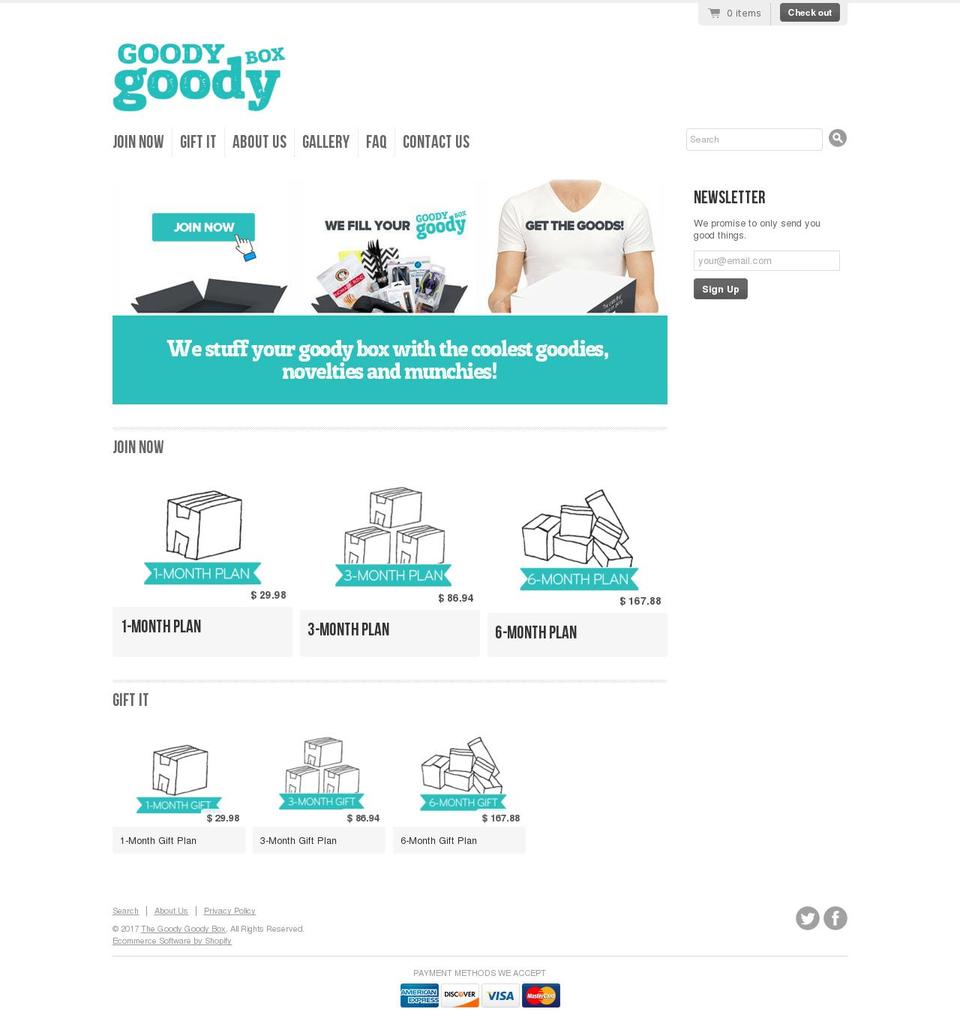 thegoodygoodybox.com shopify website screenshot