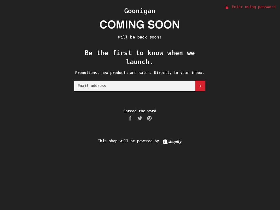 thegoonigan.com shopify website screenshot