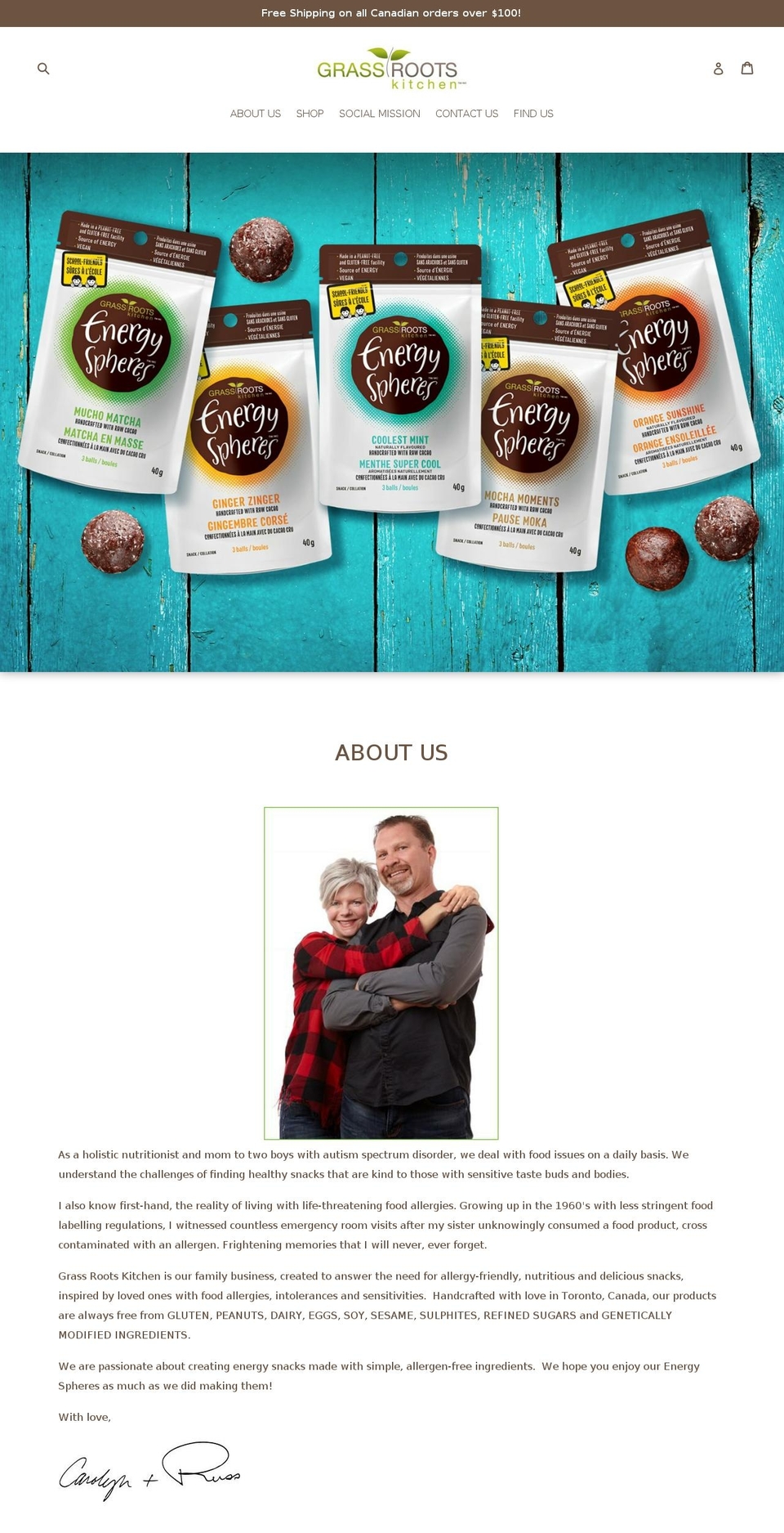 thegrassrootskitchen.com — Shopify storefront screenshot