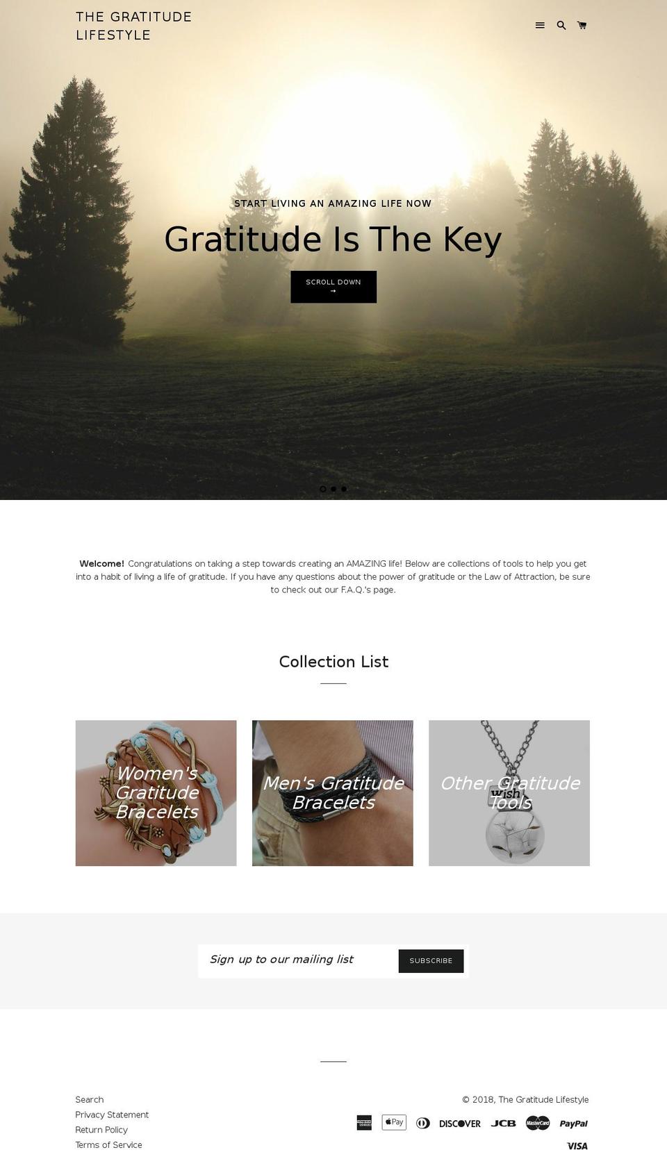 thegratitudelifestyle.com — Shopify storefront screenshot