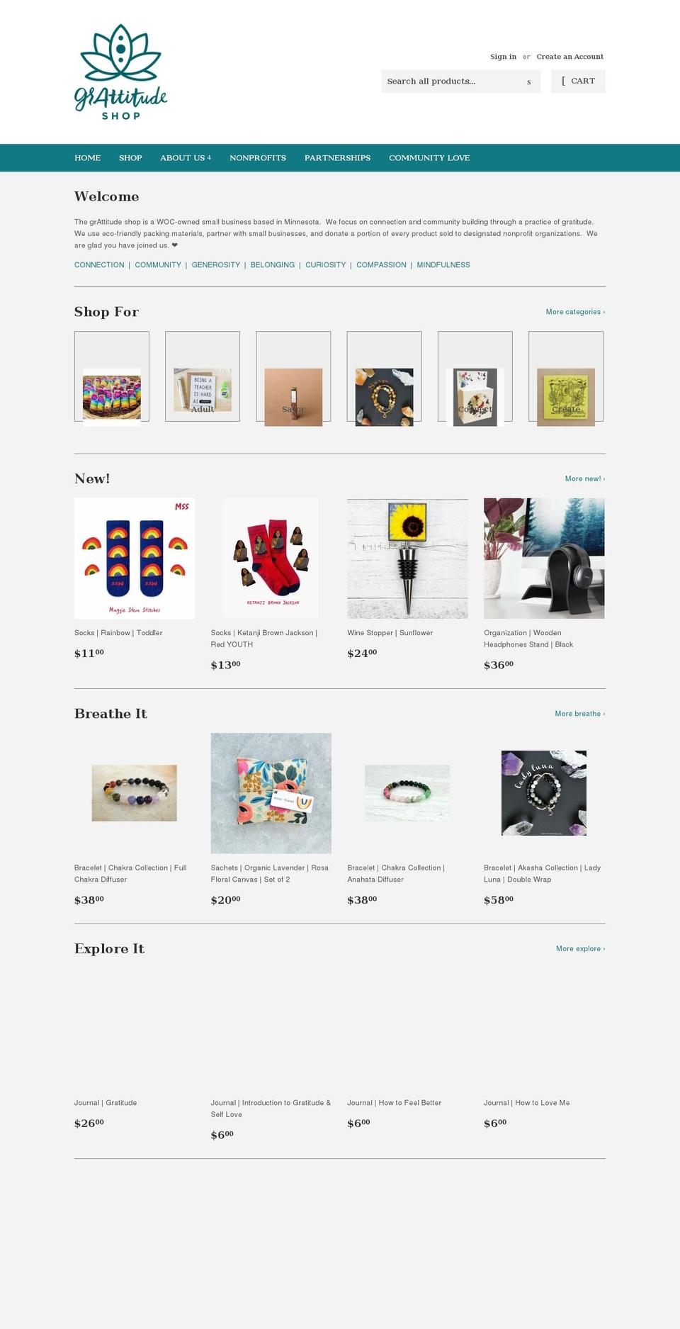 thegrattitudeshop.com shopify website screenshot