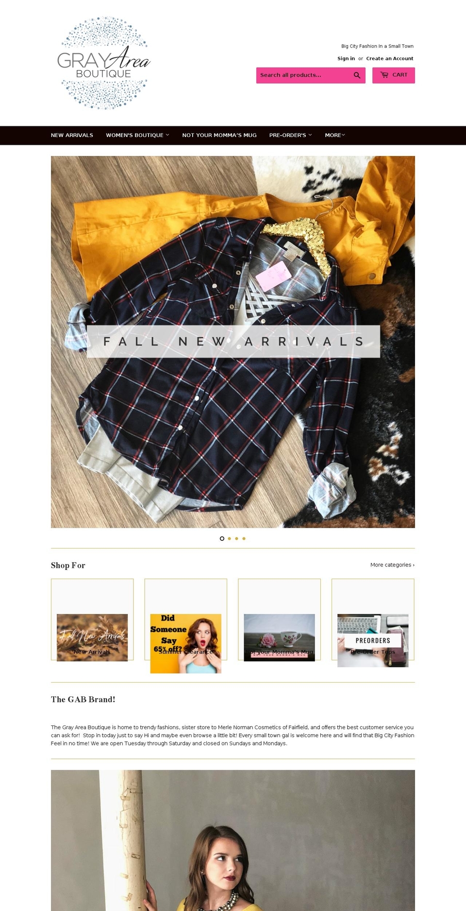 thegrayareaboutique.com — Shopify storefront screenshot