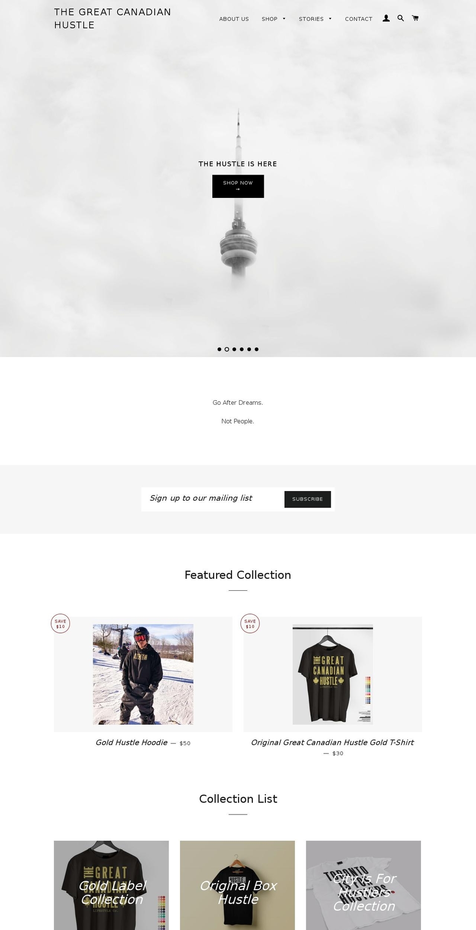 thegreatcanadianhustle.com — Shopify storefront screenshot