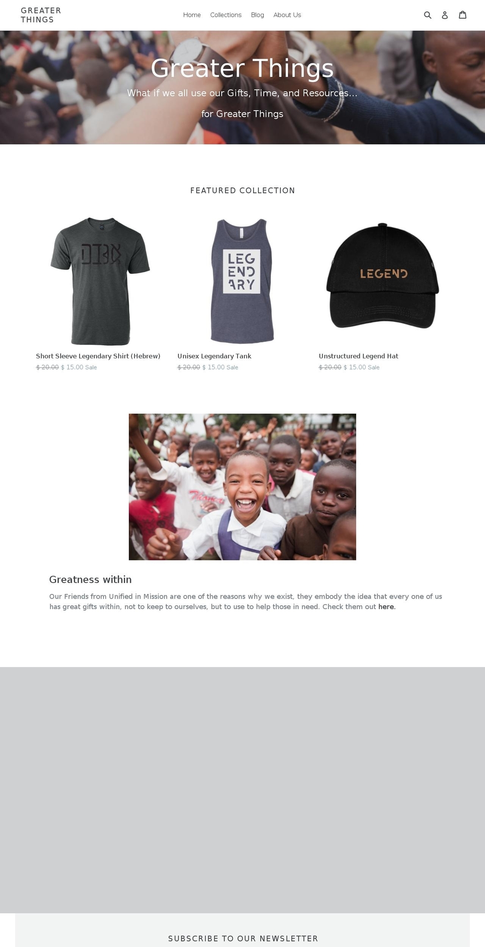thegreaterthings.org shopify website screenshot