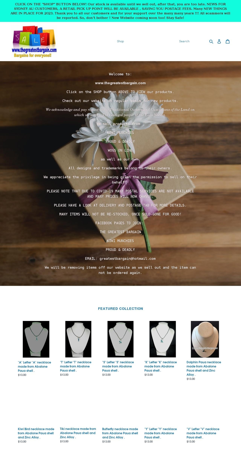 thegreatestbargain.com shopify website screenshot