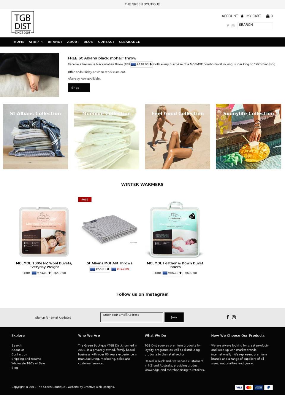 thegreenboutique.co.nz shopify website screenshot