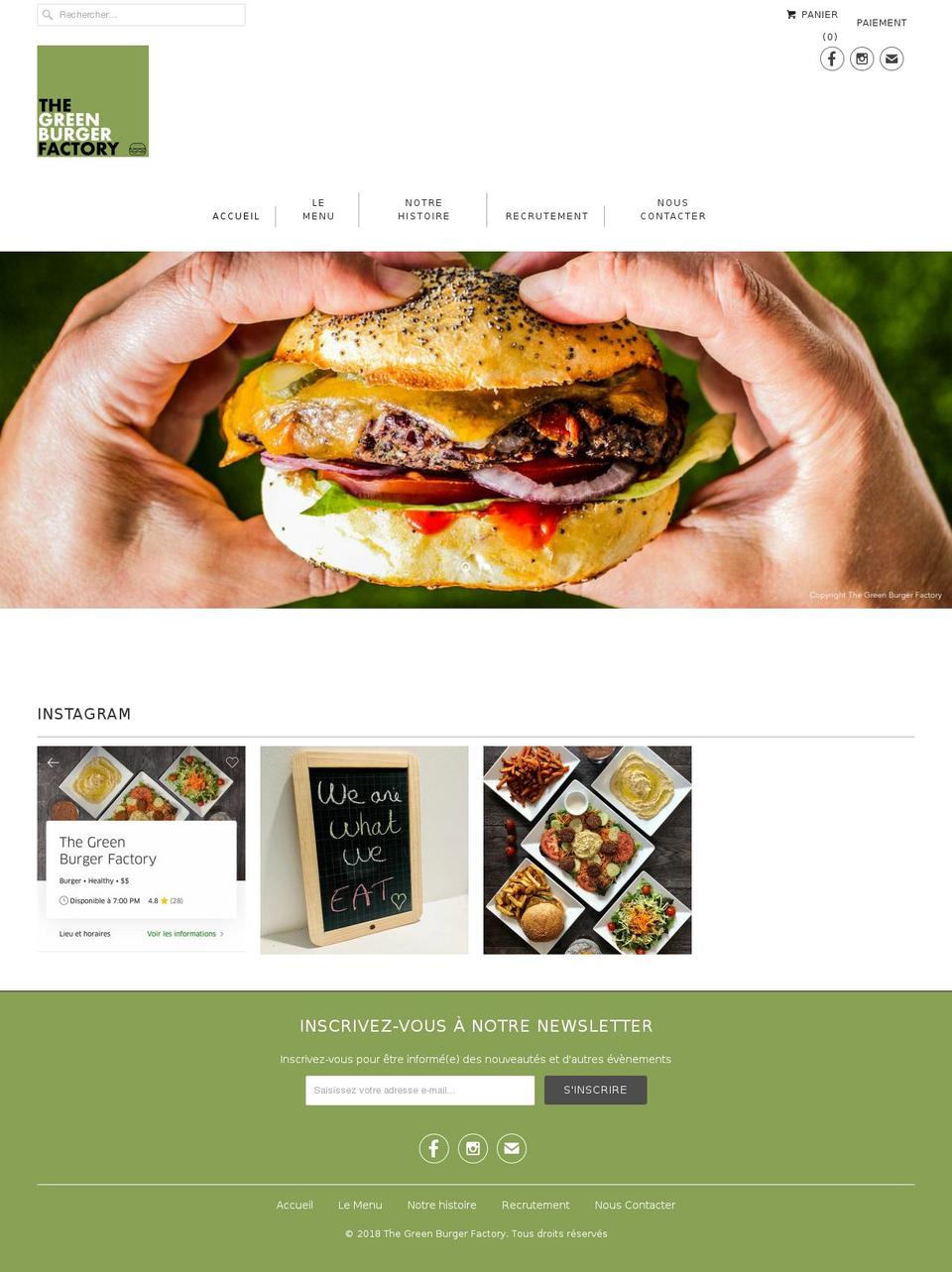 thegreenburgerfactory.com — Shopify storefront screenshot