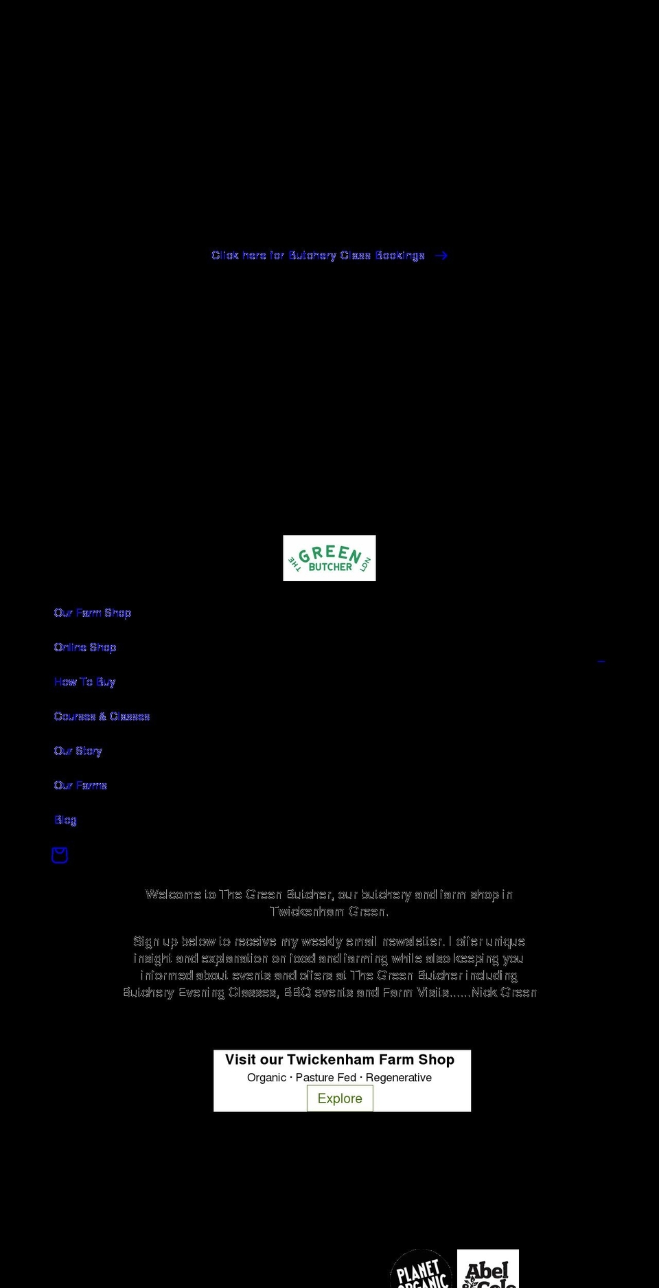 thegreenbutcher.co.uk shopify website screenshot