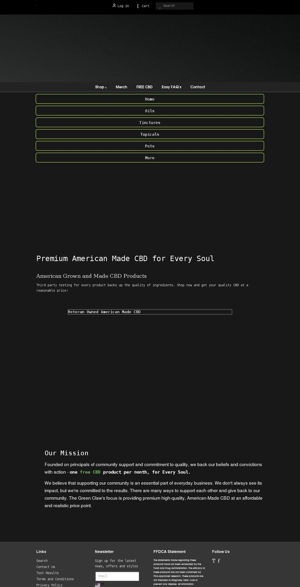 thegreenclaw.com shopify website screenshot