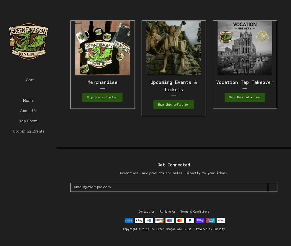 thegreendragonwhitby.co.uk shopify website screenshot