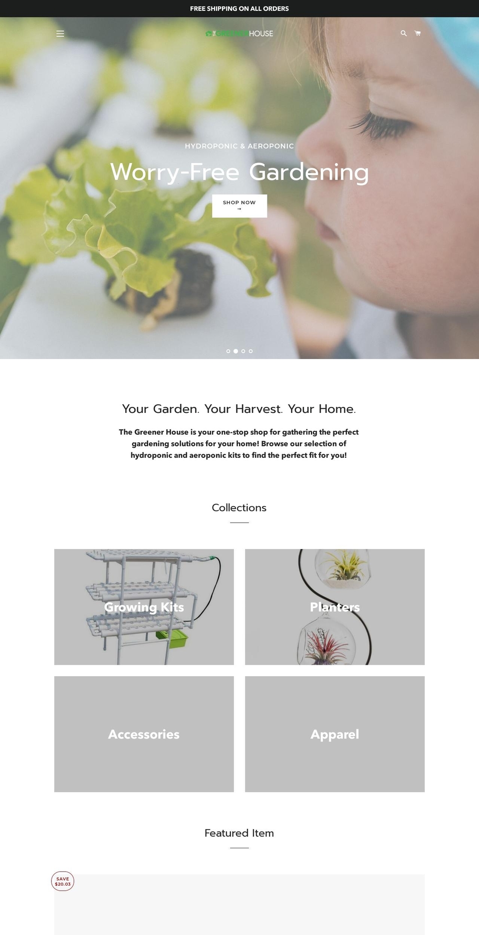 thegreenerhouse.com — Shopify storefront screenshot