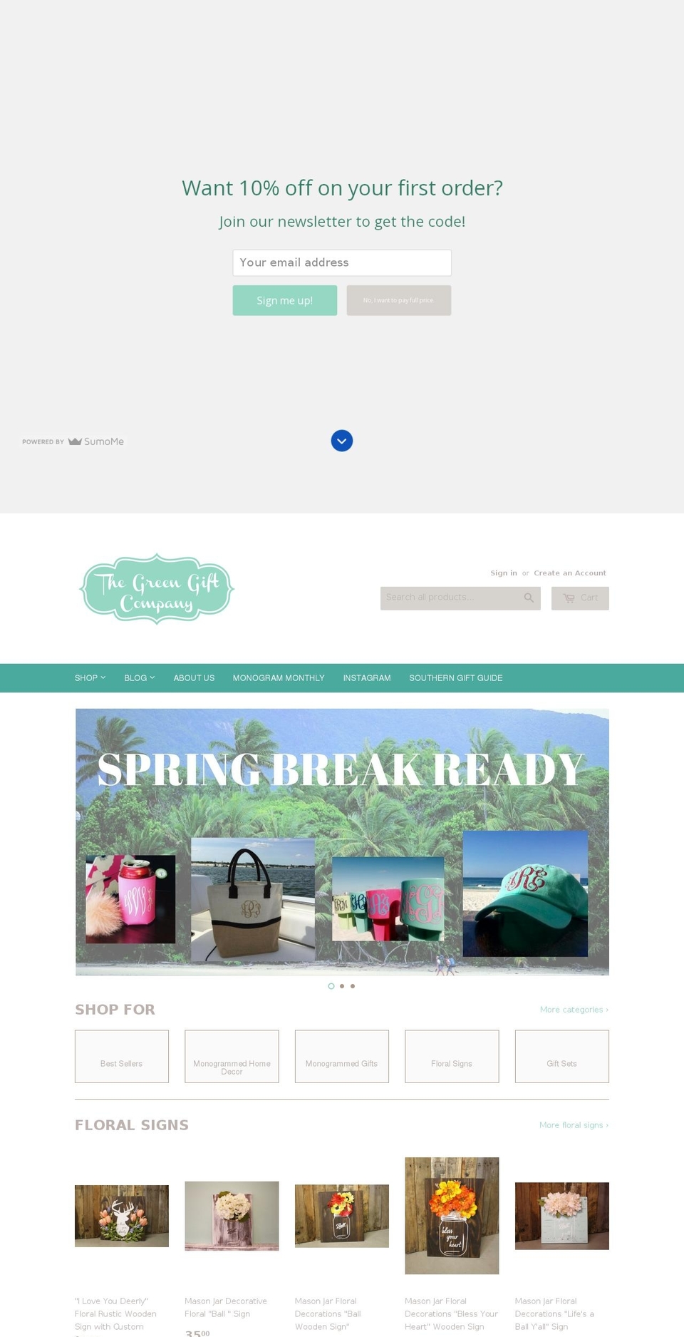 thegreengiftcompany.com shopify website screenshot
