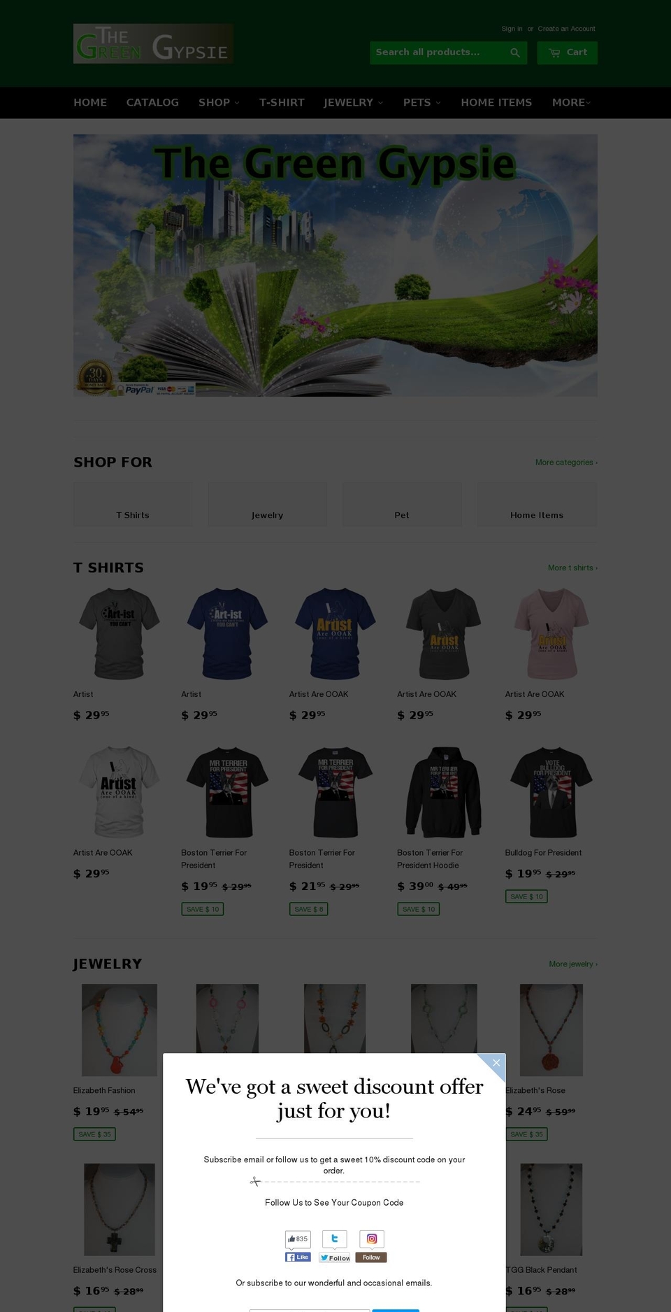 thegreengypsie.com shopify website screenshot