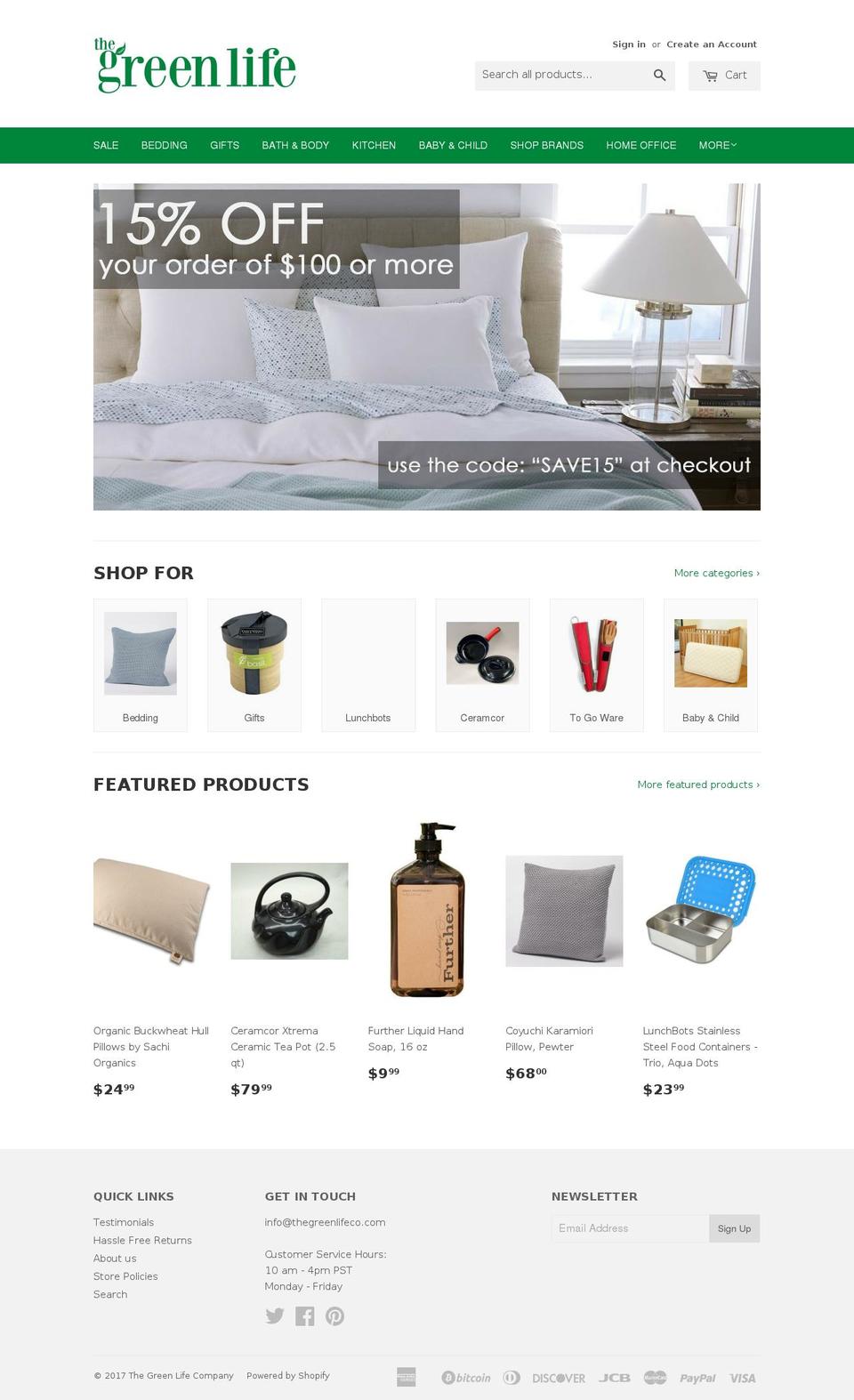 thegreenlifeco.com shopify website screenshot