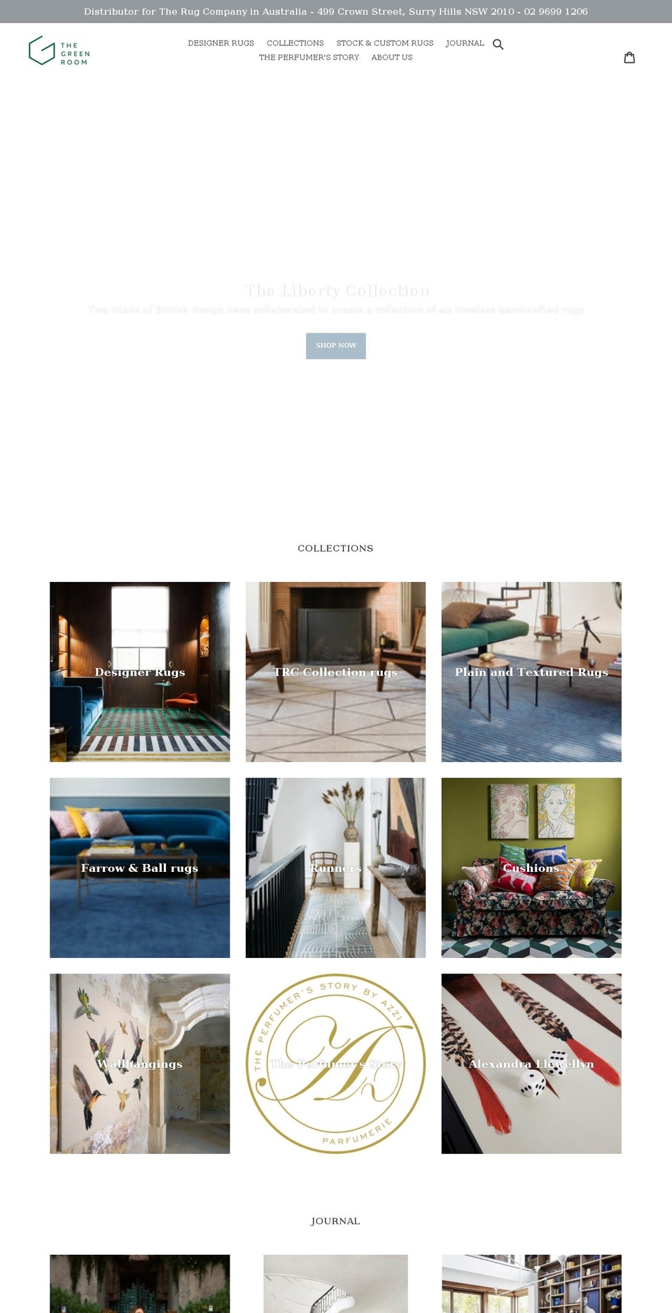 thegreenroom.com.au shopify website screenshot